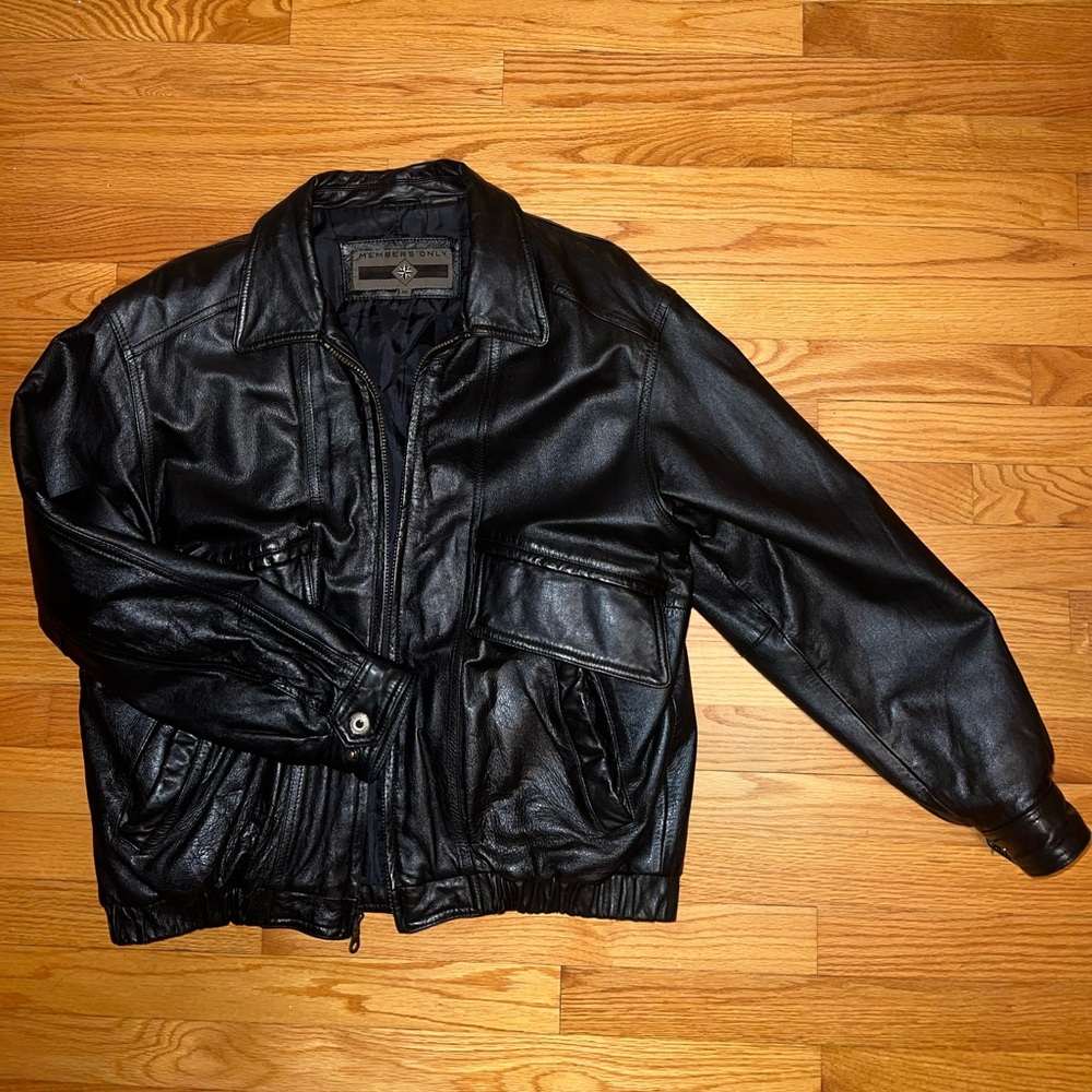 Black Leather Members Only Jacket